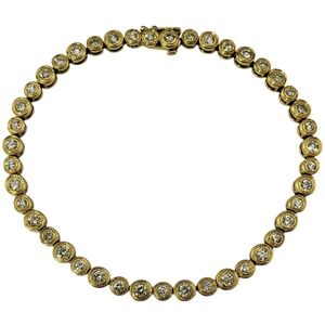 18 Karat Yellow Gold Diamond Tennis Bracelet  #21795
